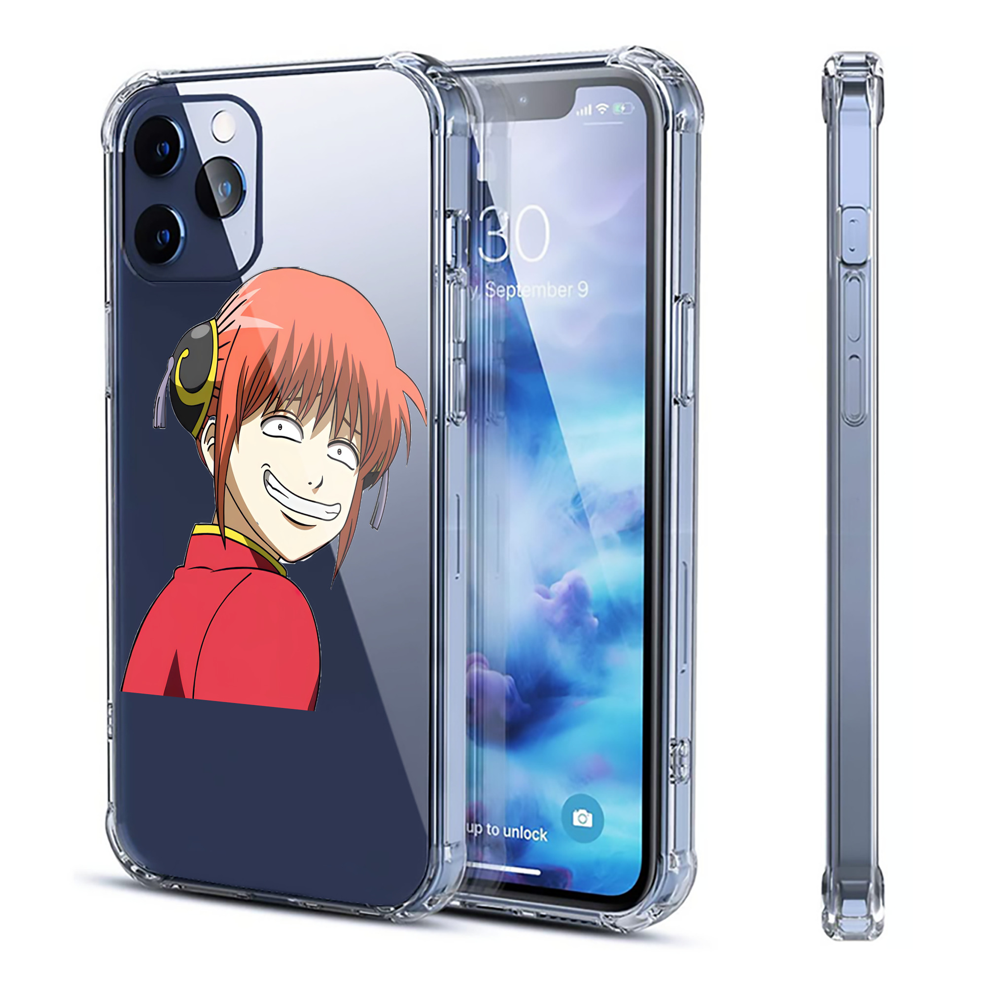 （画像用） ぎんたま 坂田銀時（さかたぎんとき） 神楽 志村新八（しむら しんぱち） GINTAMA Sakata Gintoki Kagura Shimura Shinpachi 【iPhone 12シリーズ対応】透明スマホケース（クリアソフトケース）